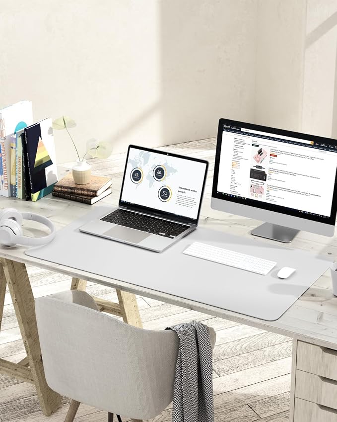 YSAGi Non-Slip Leather Desk Pad L Size, Waterproof Laptop Computer Desk