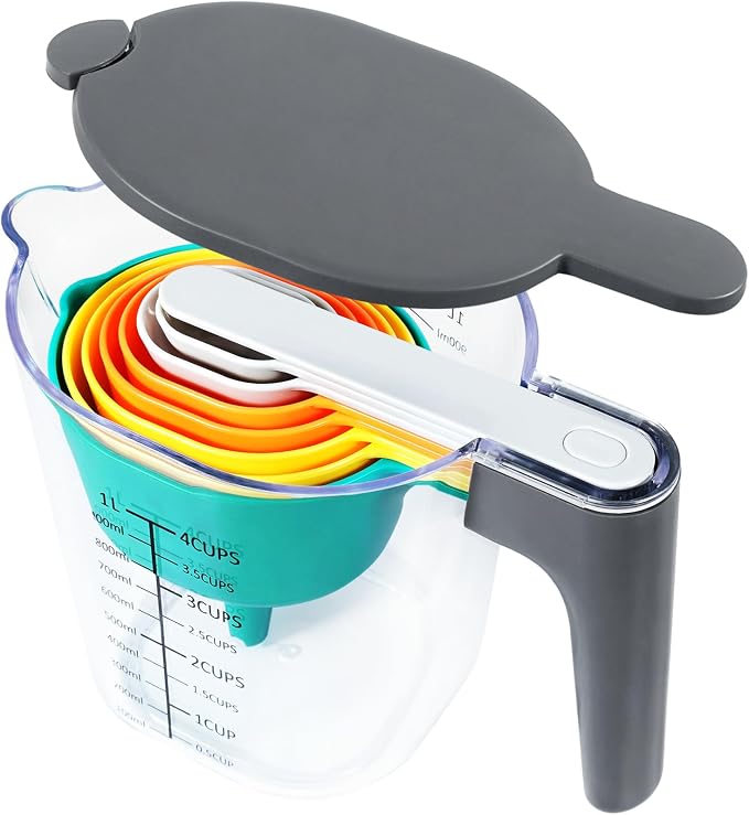Stackable 10-Piece Measuring Cups and Spoons Set