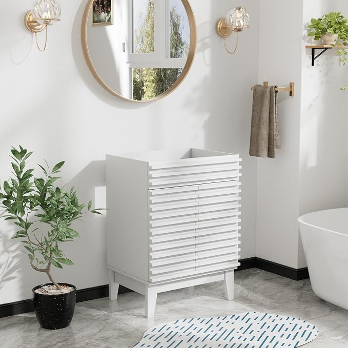 24" Bathroom Vanity, Mid-Century Freestanding Bathroom Cabinet Vanity