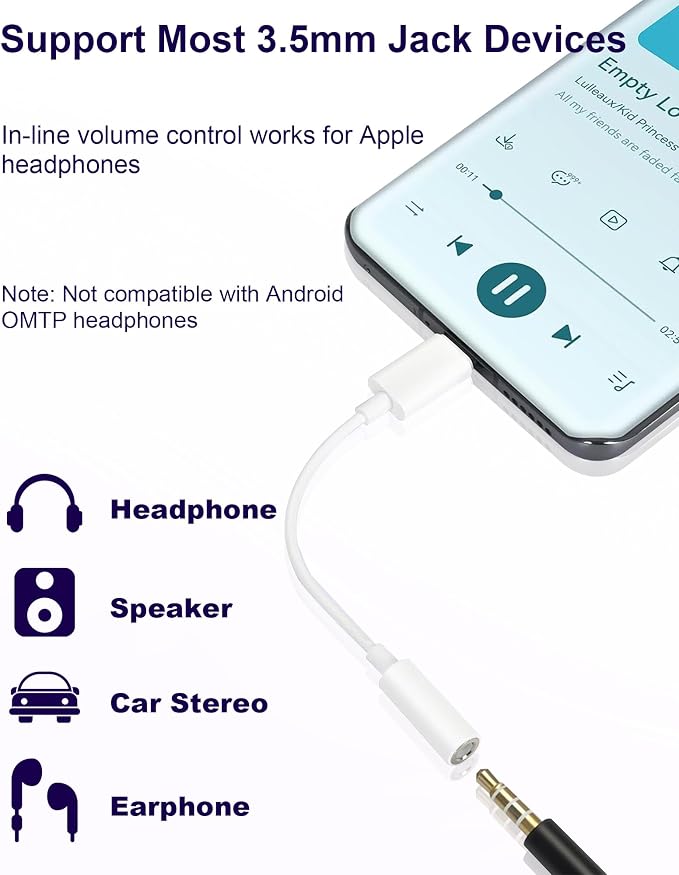 USB Type C to 3.5mm Female Headphone Jack Adapter 2 Pack, USB C to Aux Audio