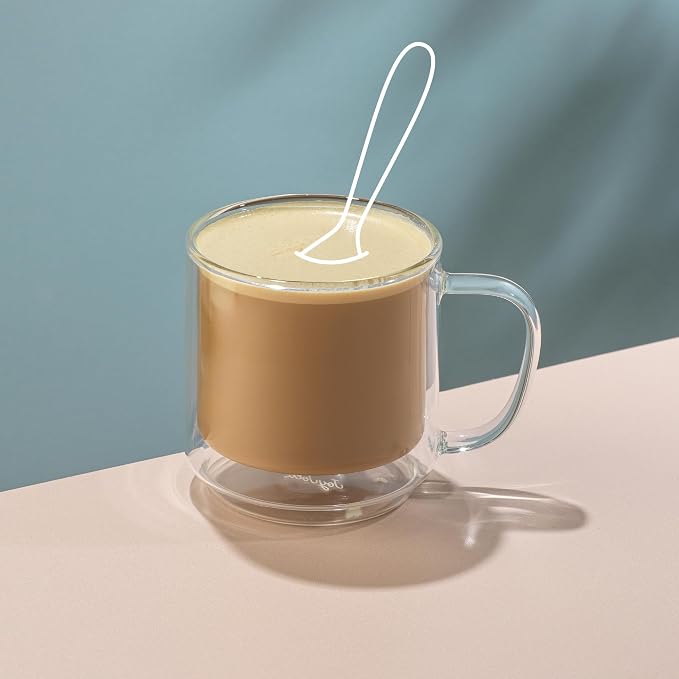 JoyJolt Haven Stackable Double Wall Glass Mugs, Double Wall Glass Coffee Cups