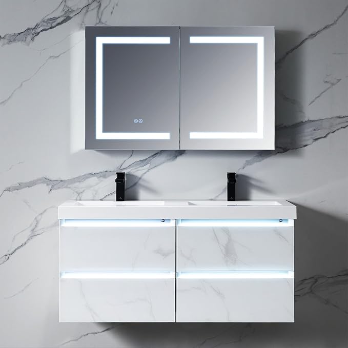40x26 LED Lighted Bathroom Medicine Mirror Cabinet