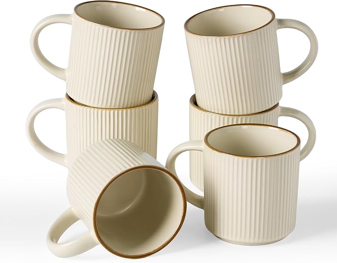 famiware Coffee Mug Set for 6, Star 12 oz Catering Mugs Cup Set