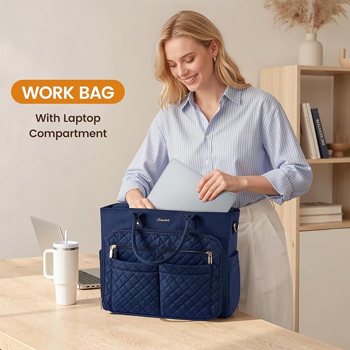 LOVEVOOK Tote Bag for Women, Teacher Nurse Work Laptop Bag, Quilted Bible