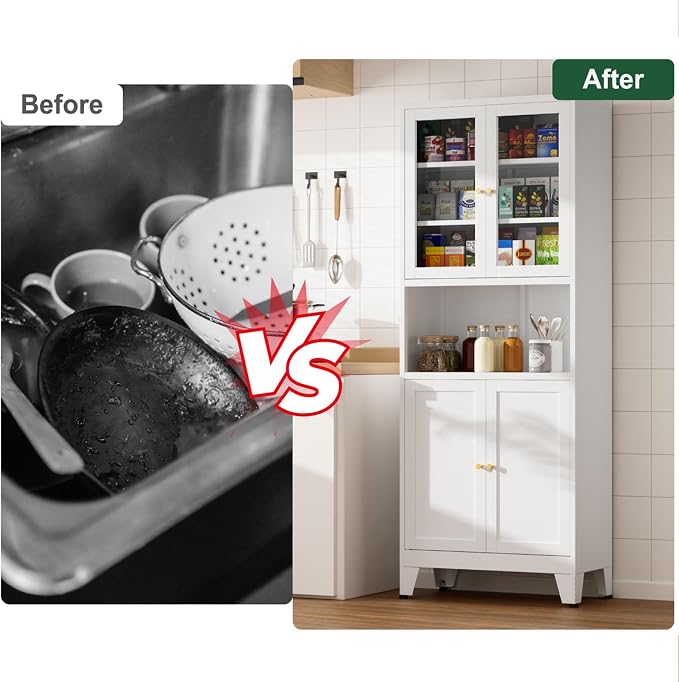 Metal Kitchen Pantry Cabinet, Freestanding Cupboards