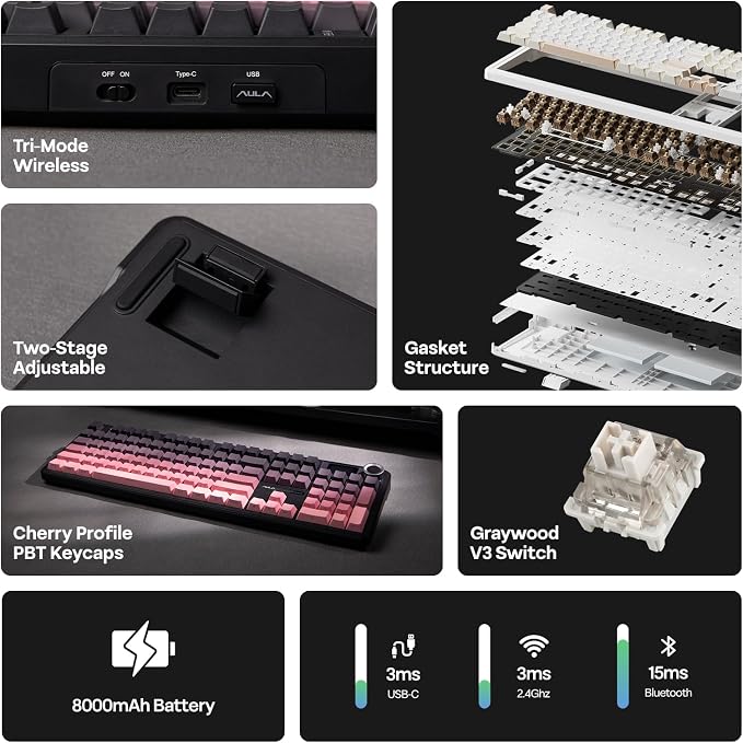 EPOMAKER X Aula F108 PRO Wireless Gaming Keyboard