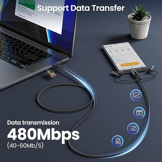 USB C to Multi Charging Cable, USAMS 100W 6.6FT 5A Type C to Type C Fast