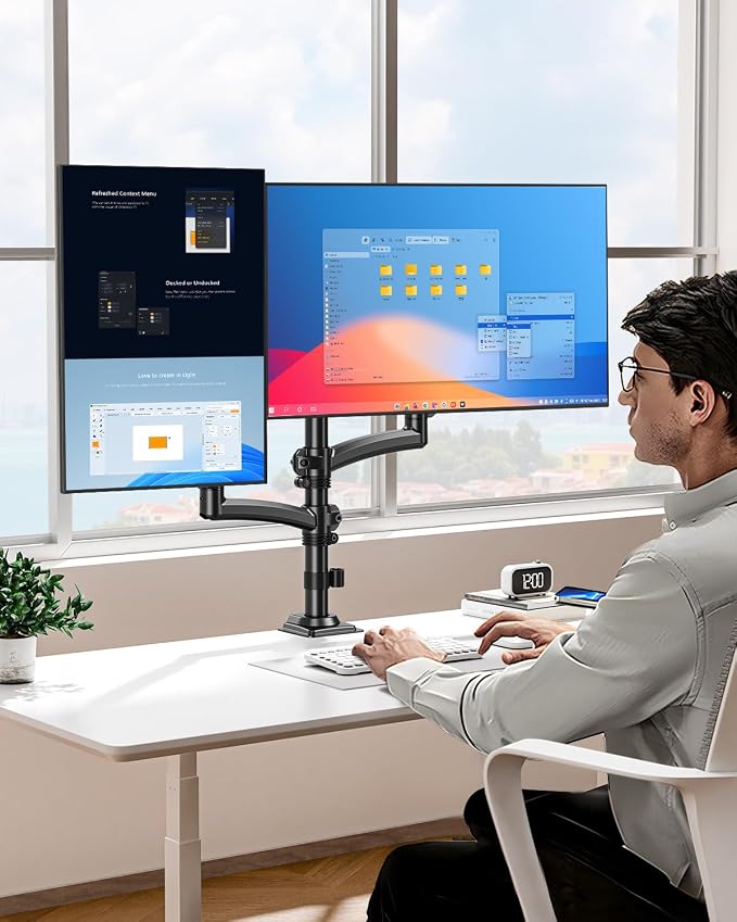 Dual Monitor Stand for Desk, Taller Monitor Arms for 2 Screens up to 32 inch