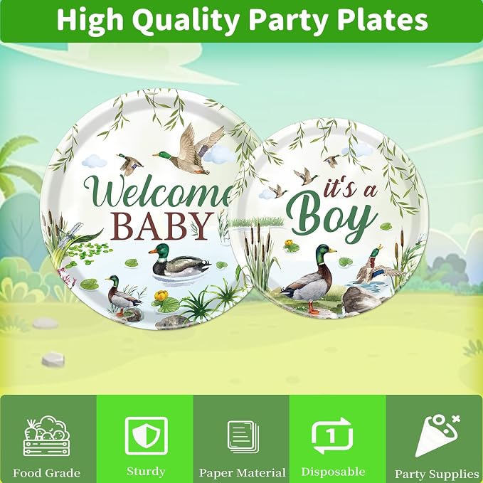 Rakuto Mallard Duck Baby Shower Decorations, Serve 24