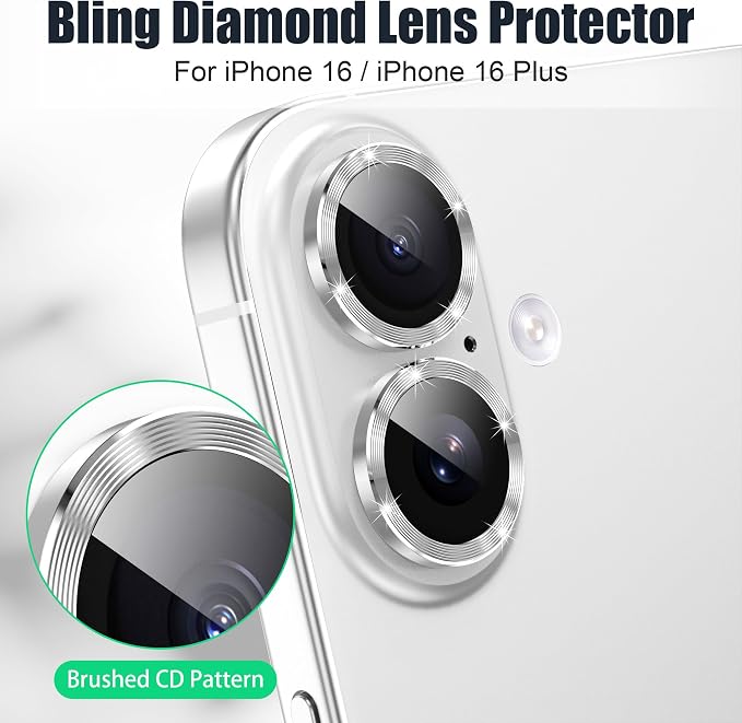AGVEE 3+3 6 Pack for iPhone 16 6.1" / 16 Plus 6.7" Camera Lens Cover Protector
