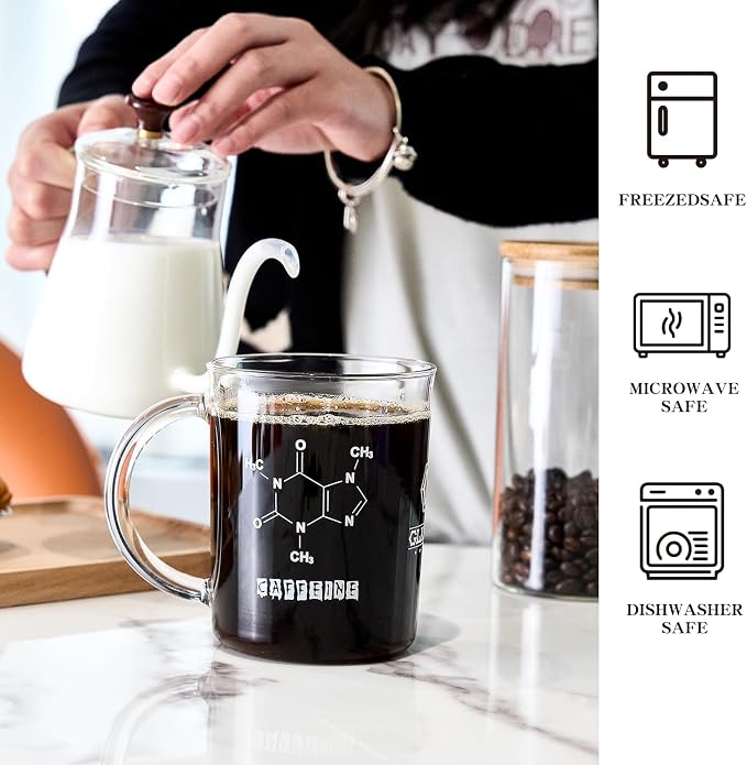 GLASKEY Caffeine Beaker Mug, 16 oz Anti-Dripping Borosilicate Caffeine Mug