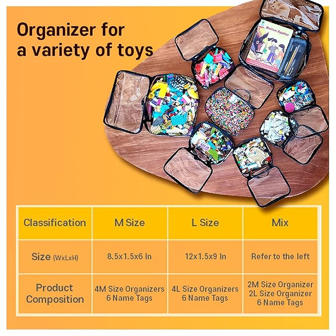 holay 4 Packs PVC Zippered Blocks Set, Board game Storage Organizer Case