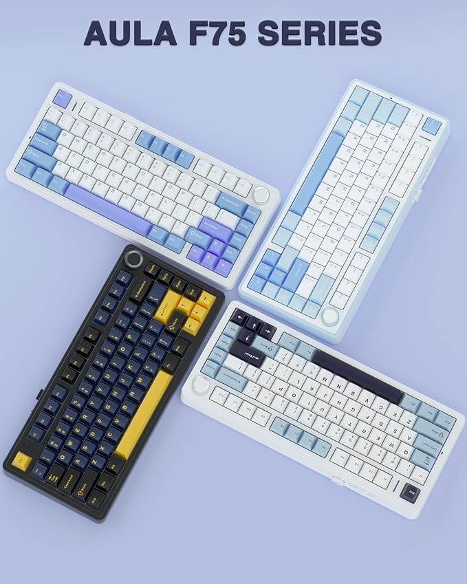 AULA F75 75% Wireless Mechanical Keyboard, Hot Swappable Creamy Keyboard