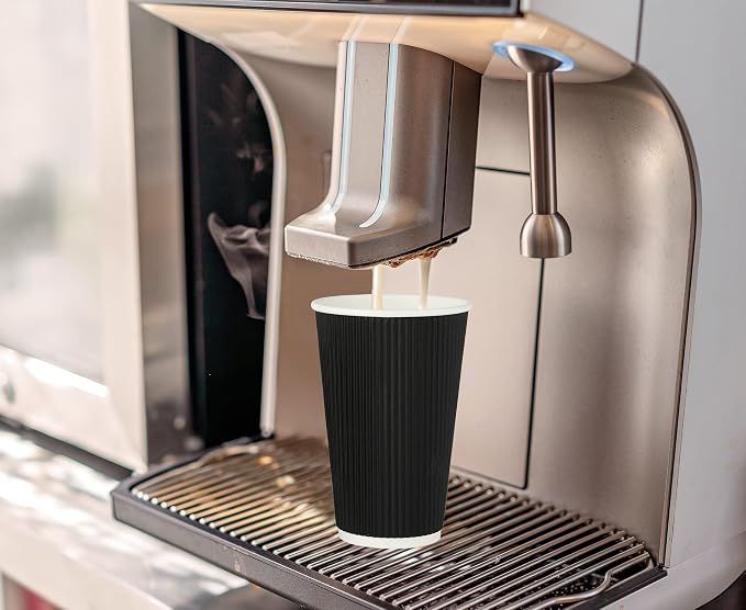 JollyPack Disposable Paper Coffee Cups, 12 oz, 60 Pack, Insulated Ripple Wall