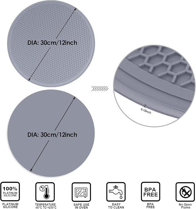 12 Inch Multi-Purpose Silicone Mat, As Drying Mat, Microwave Mat, Pot Holder
