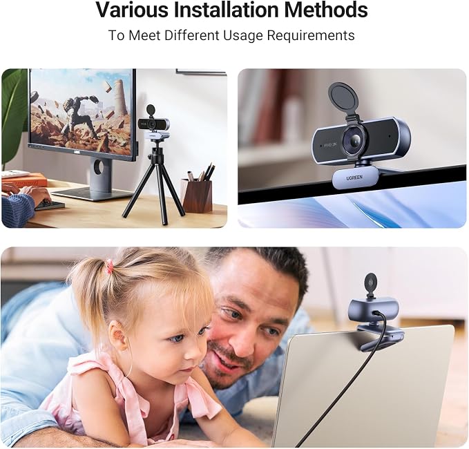 UGREEN 2K Webcam, Full HD 1080P Webcam