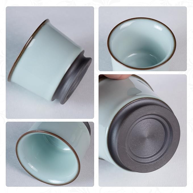 KAMMAK Japanese Tea Cups, 3.2 Oz Small Handmade Ceramic Teacups, Loose Leaf and