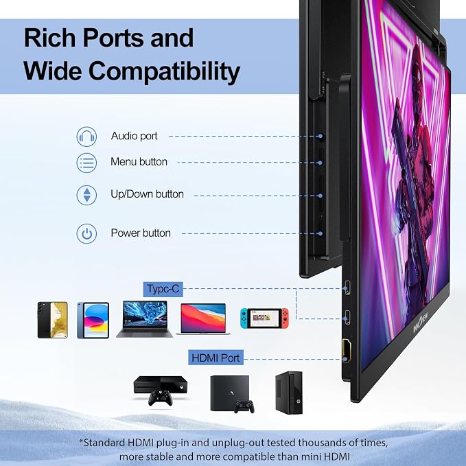 InnoView 18 Inch 260Hz Portable Gaming Monitor, 2K QHD 100% DCI-P3 Portable