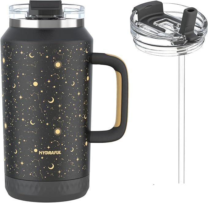 Hydraful 64 oz Tumbler with Handle and Straw