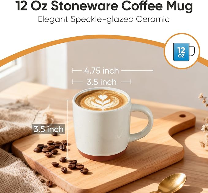 E-far Ceramic Coffee Mug Set of 4, 12oz Stoneware Coffee Cup