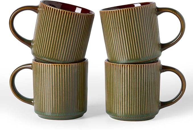 famiware Coffee Mug Set for 4, Star 12 oz Catering Mugs Cup Set