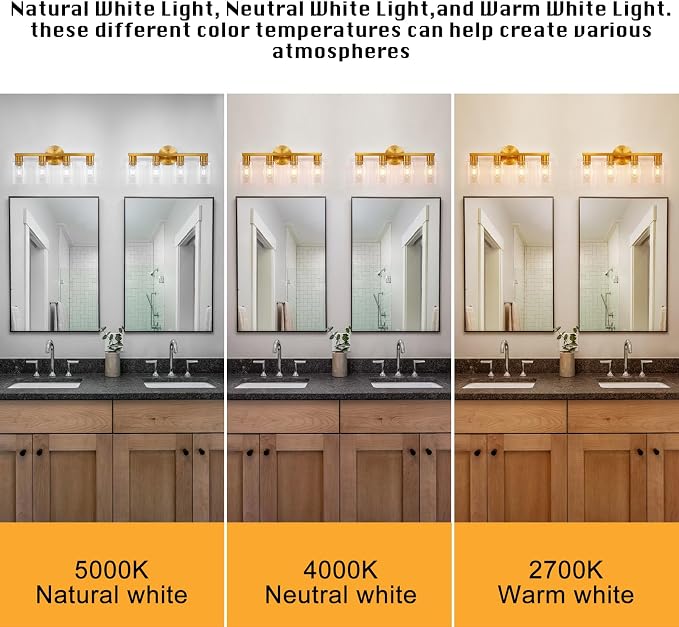 4 Light Gold Bathroom Vanity Light