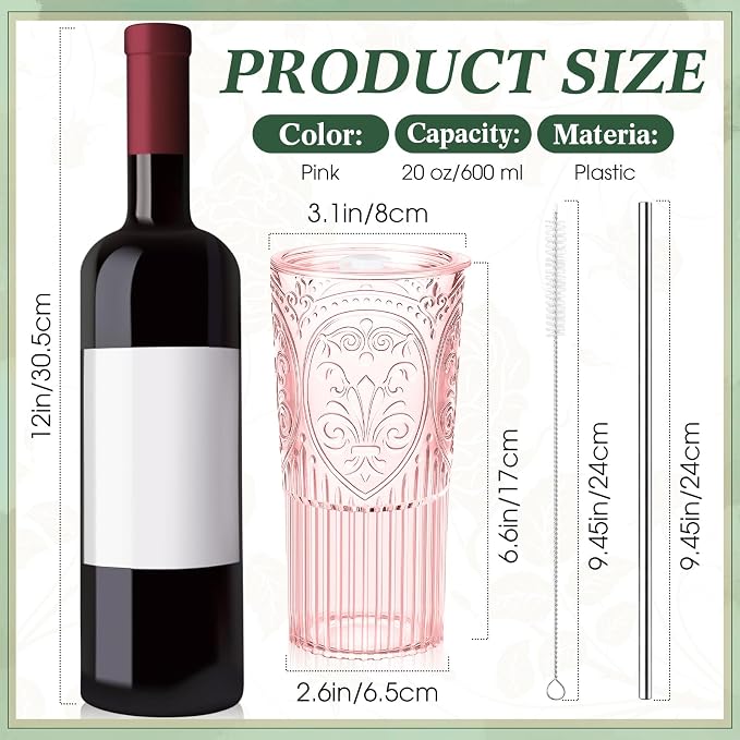 4 Set 20oz Vintage Plastic Tumbler