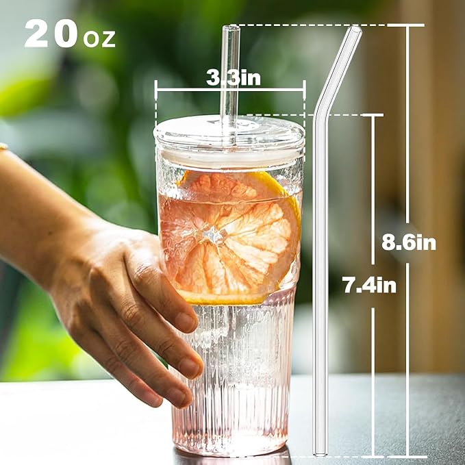 JunVpic Glass Coffee Tumbler, 20 oz Glass Cup