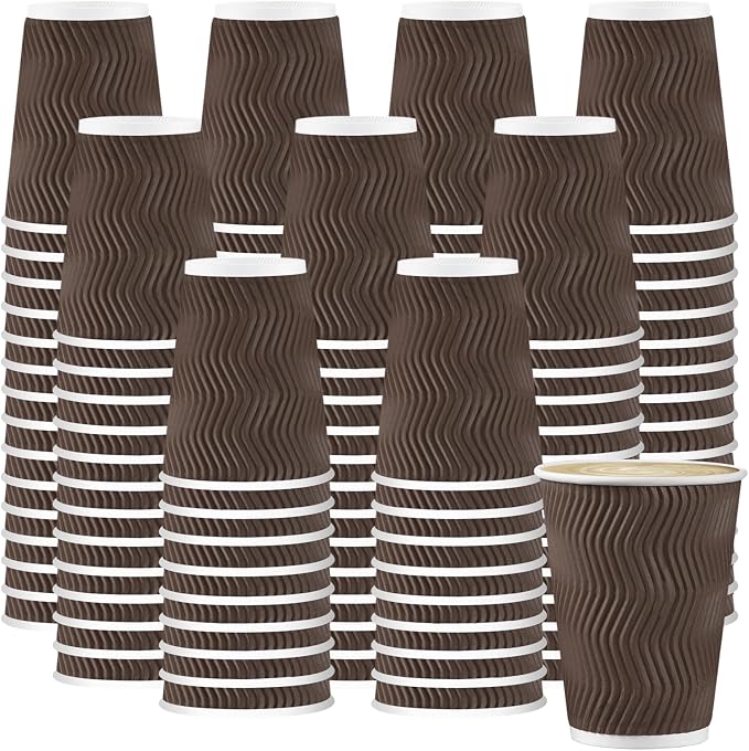 BYSNOW 500 Pack 12 oz Coffee Cups, Insulated Disposable Hot Paper Cups |