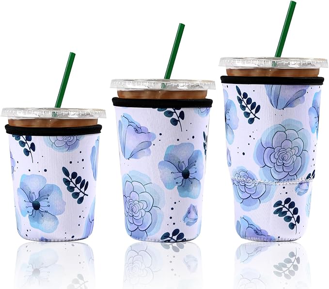 Cobetech Iced Coffee Sleeve Reusable, 3 Pack Neoprene Coffee Cup Sleeves