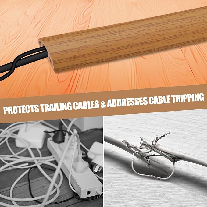 Floor Cord Cover Self Adhesive Cord Hider, 10FT Cable Management, Extension