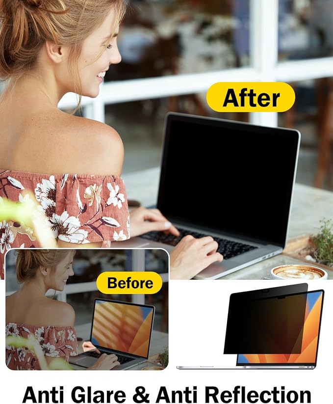 F FORITO 16 Inch 16:10 360° Laptop Privacy Screen Protector, Anti Peeping and