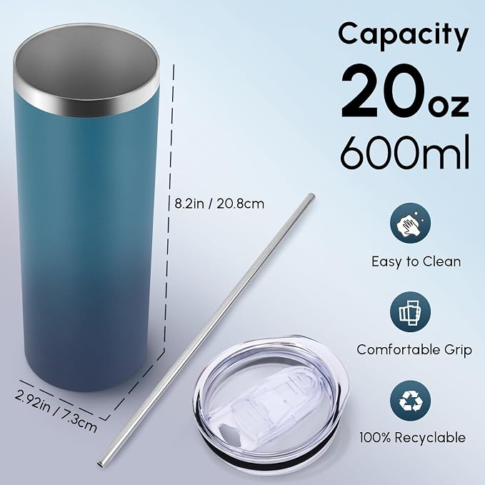 Volhoply 4 Pack Skinny Tumblers