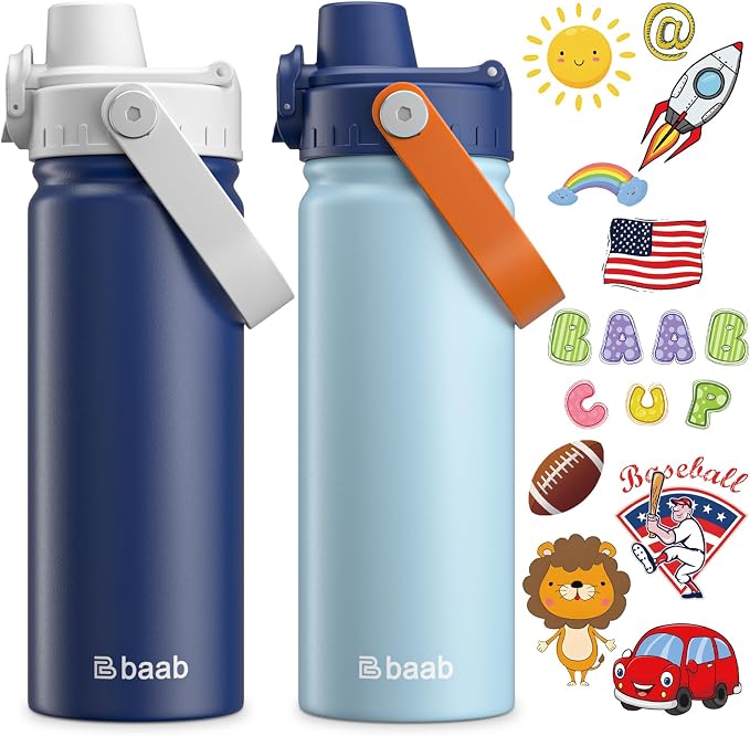 baab 18oz Kids Insulated Water Bottle 18/8 Stainless Steel Kids Cup 2 Pack |