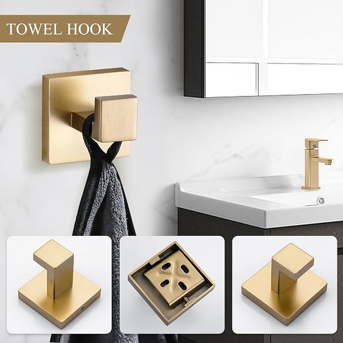 Brushed Gold Bathroom Accessory Set 4-Pieces Bathroom Hardware