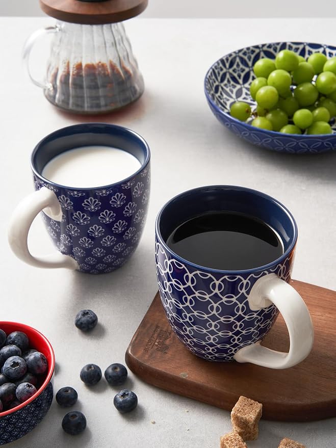 DOWAN Coffee Mugs Set of 6, 16 oz Large Porcelain Coffee Cups