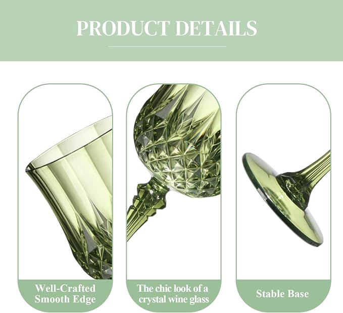 XUWAIDSGN 24 Pcs 7oz Plastic Vintage Wine Glasses Drinking Glasses Unbreakable