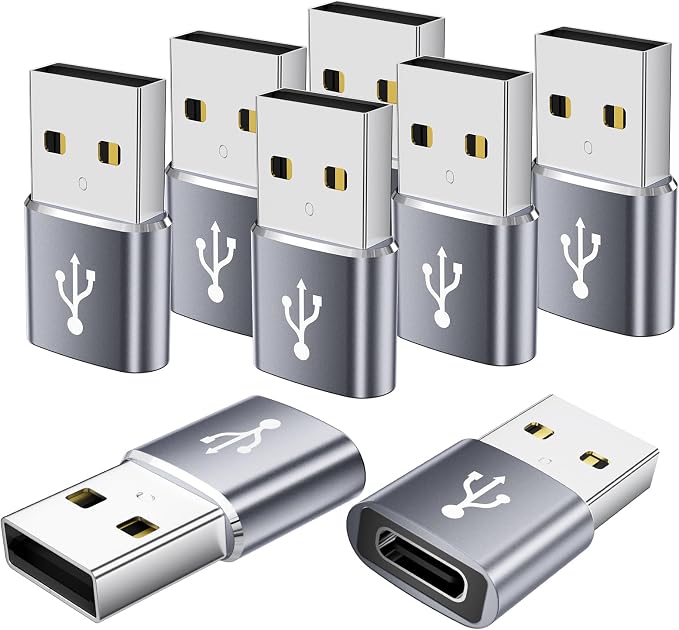 USB to USBC Adapter 8 Pack, USB A to C Adapter, USBC Female to USBA Male OTG