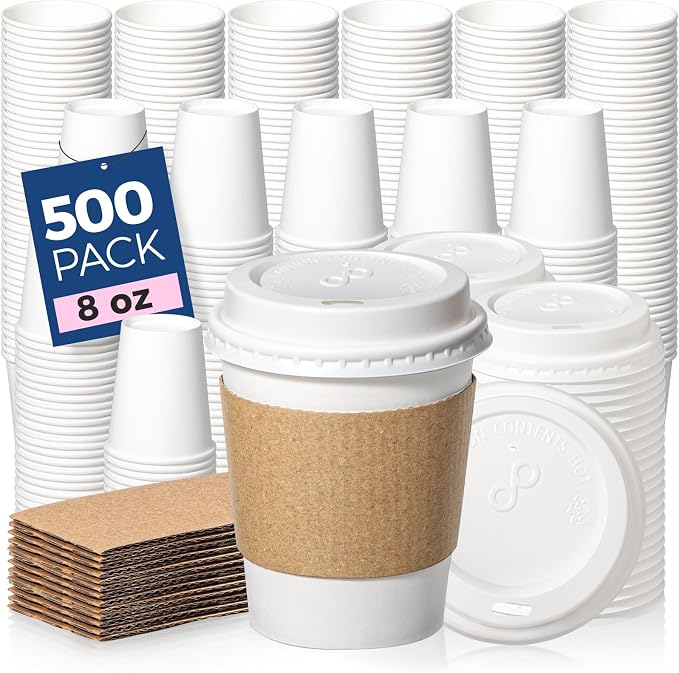 Fit Meal Prep 500 Pack 8 oz Disposable Coffee Cups