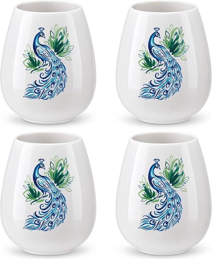 Qinyoung 4 Pcs 15 oz Mahjong Cups Wine Glass Mahjong Accessories and Gifts