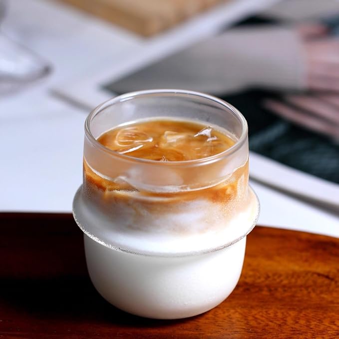 2 pcs Borosilicate Tumblers, Coffee Cup Milk Cup, Heat Resistant Hot and Cold