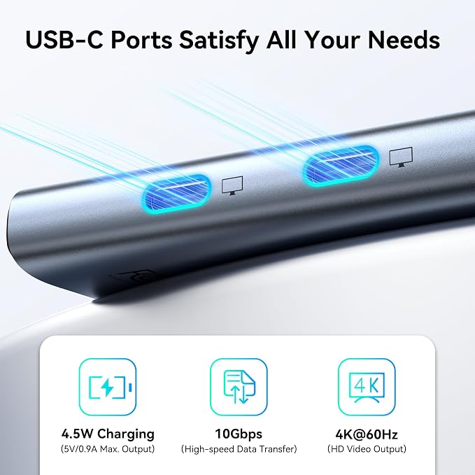 USB C Docking Station Dual Monitor 4K@60Hz DP Alt Mode, USB C Video Hub