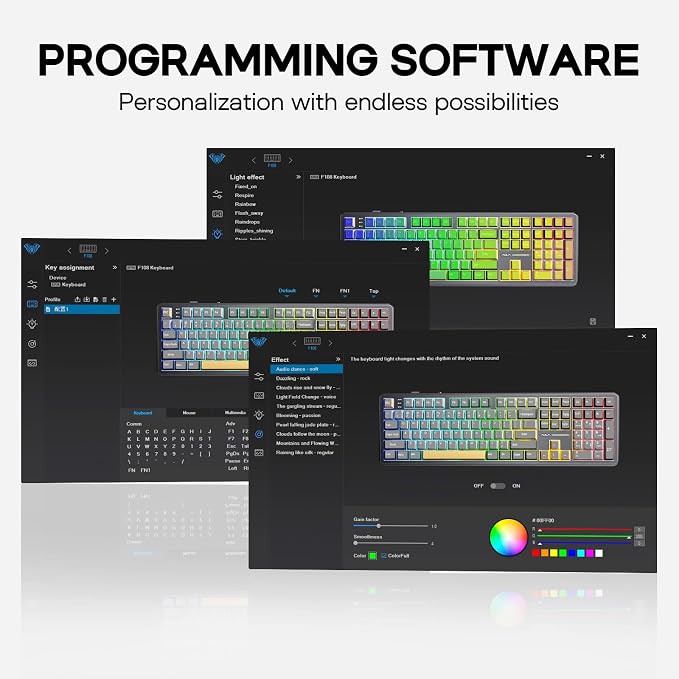 EPOMAKER Aula F108 Wireless Gaming Keyboard, Full Size Mechanical Keyboard