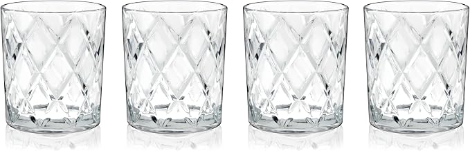 True Diamond Crystal Scotch Bourbon Whiskey Glasses, Old Fashioned Glasses