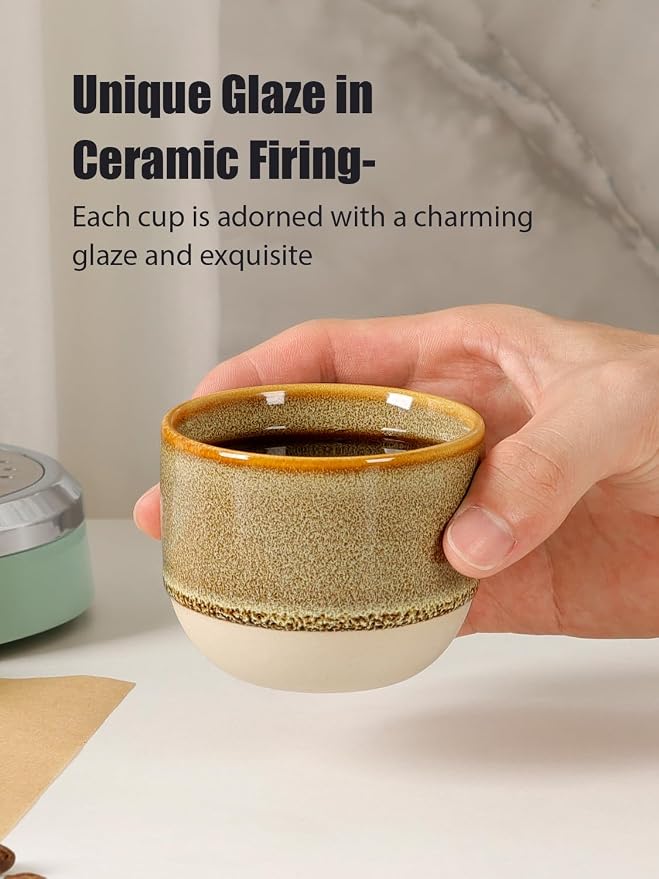 INGOFIN Ceramic Espresso Cup Set of 4-4.2 oz Espresso Cup