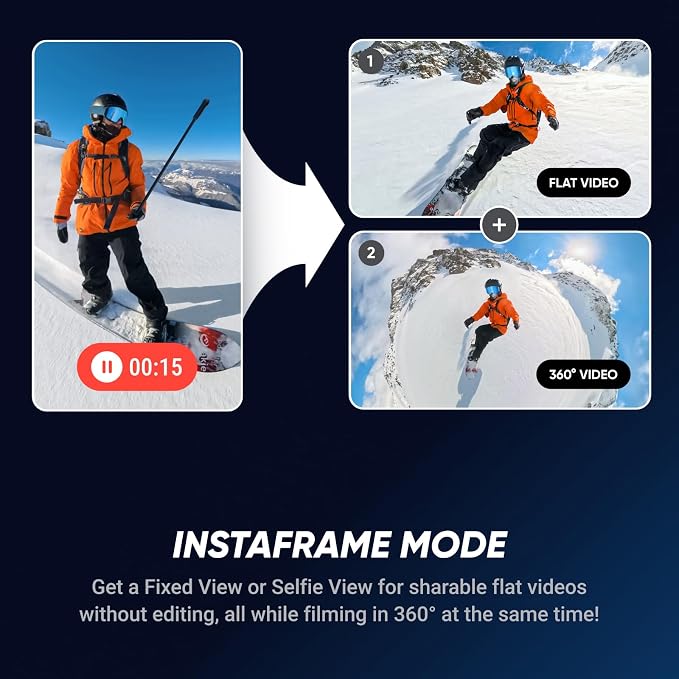 Insta360 X5 - Waterproof 8K 360° Action Camera, Leading Low Light, Invisible