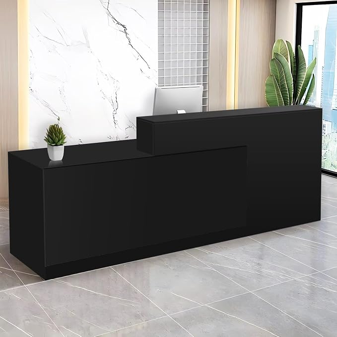 Reception Desk with Counter Modern Checkout Counter with Lockable Drawer