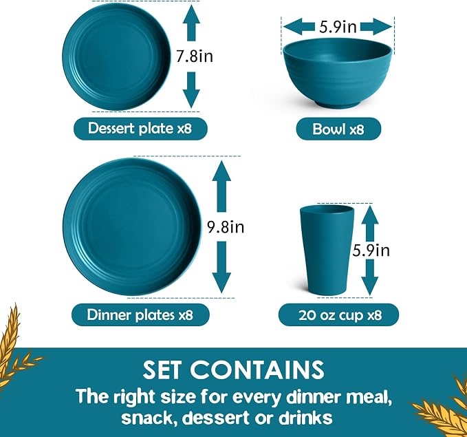 Teivio 32-Piece Plates and Bowls Sets