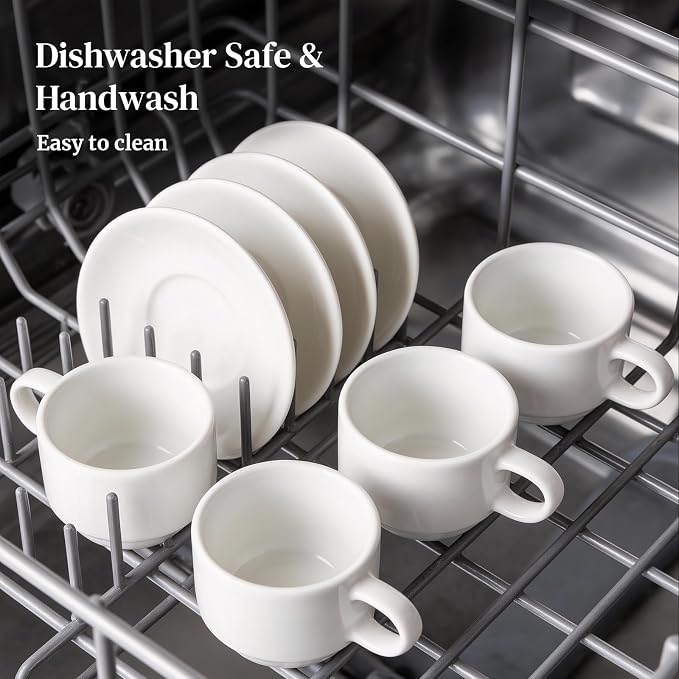 DOWAN 4 OZ Stackable Espresso Cups, Porcelain Coffee Cups