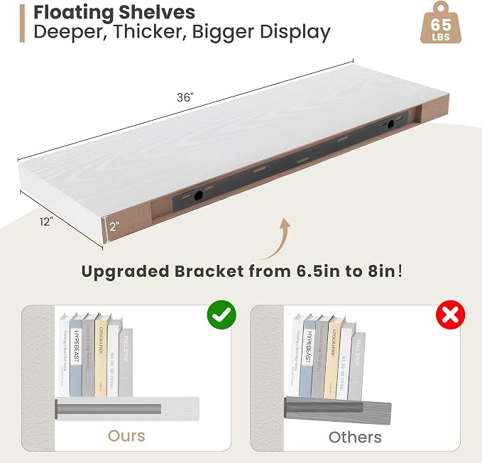 12" Deep Floating Shelves